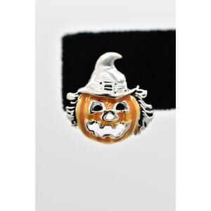 Vintage Jack O Lantern Earrings Stud Pumpkin Scarecrow Halloween NOS 1980s BinA4